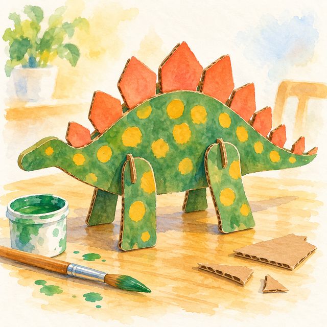 A cardboard dinosaur