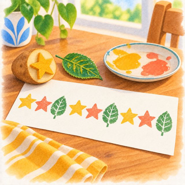 Potato and leaf prints